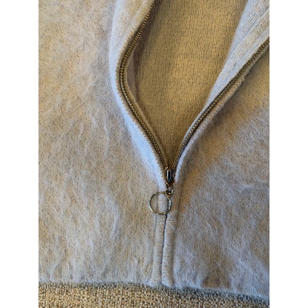 Wild Fable Light Blue Fuzzy Cropped Sweater Full Zip Closure Silver Pull XXS - Picture 8 of 13